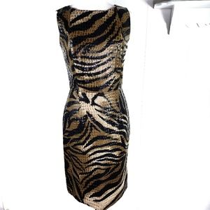 Selene Women's Snakeskin Dress Sz Small Sleek Flattering Polyvinyl